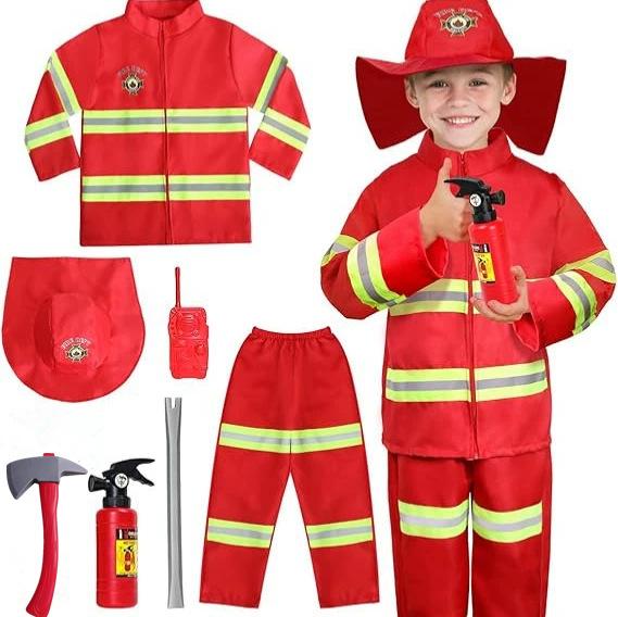 Children's Firefighter Costume for Kindergarten Role Play and Performance