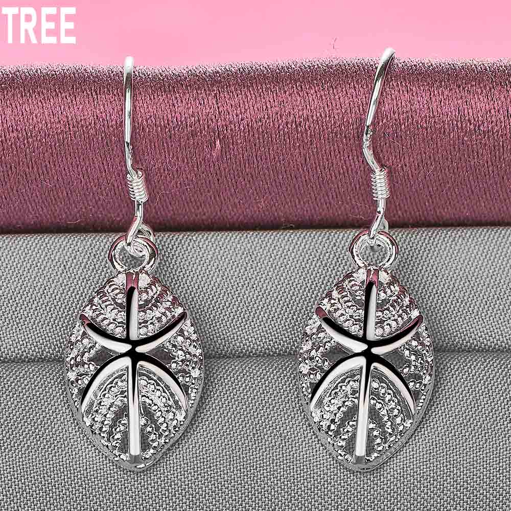 925 Sterling Silber Blatt Anhänger Piercing Ohrringe Mode Hochzeit Schmuck