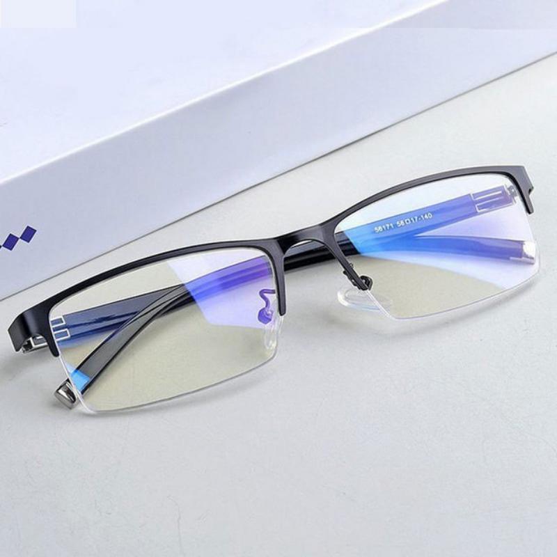 3 Color Transparent Anti Blu-ray Glasses Alloy HD Half-frame Business Myopia Glasses Decorative Plastic Men Reading Eyewear