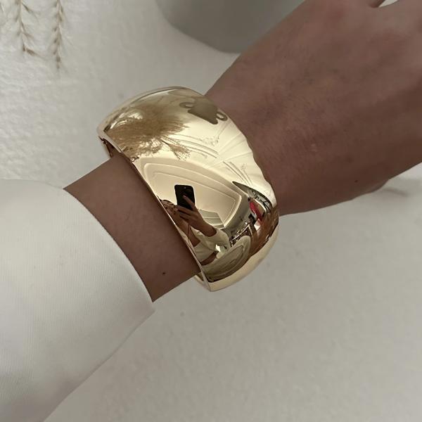 Vintage Hip Hop Metall Glatt Unregelmäßig Federarmband für Damen Übertrieben Geometrisch Klobig Breit Manschettenarmreif Punk Schmuck Geschenk
