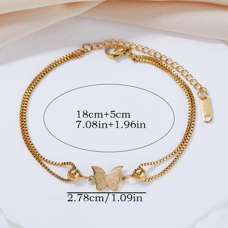 Stainless Steel Exquisite Elegant Compact Butterfly Bracelet Women's  Romantic Classic Adjustable Party Birthday Gifts