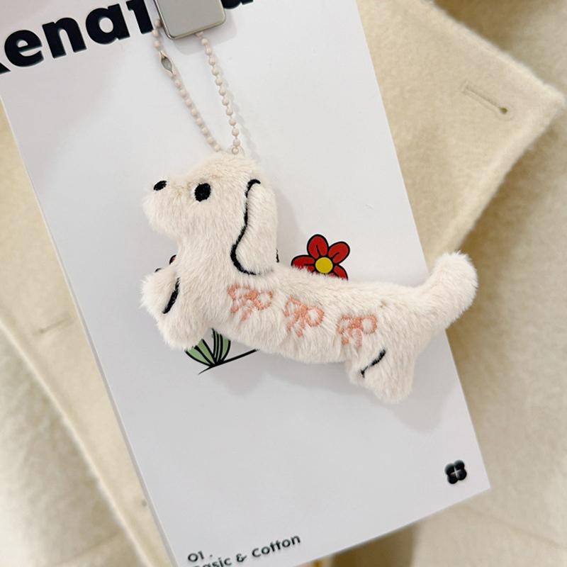 Kawaii Dachshund Plush Keychain Cartoon Stuffed Puppy Keyring Couple Key Holder Lovely Backpack Pendant Decoration Gifts