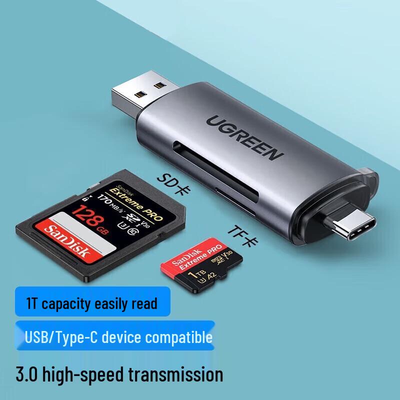 UGREEN Type-C + USB 3.0 Dual Card Reader