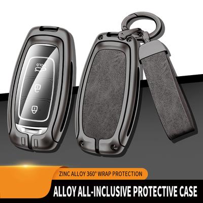 Metal Leather Car Key Case Cover Shell for Hyundai Santa I30 IX35 Encino Kona Solaris Accent Fe Azera Grandeur Elantra Accessory