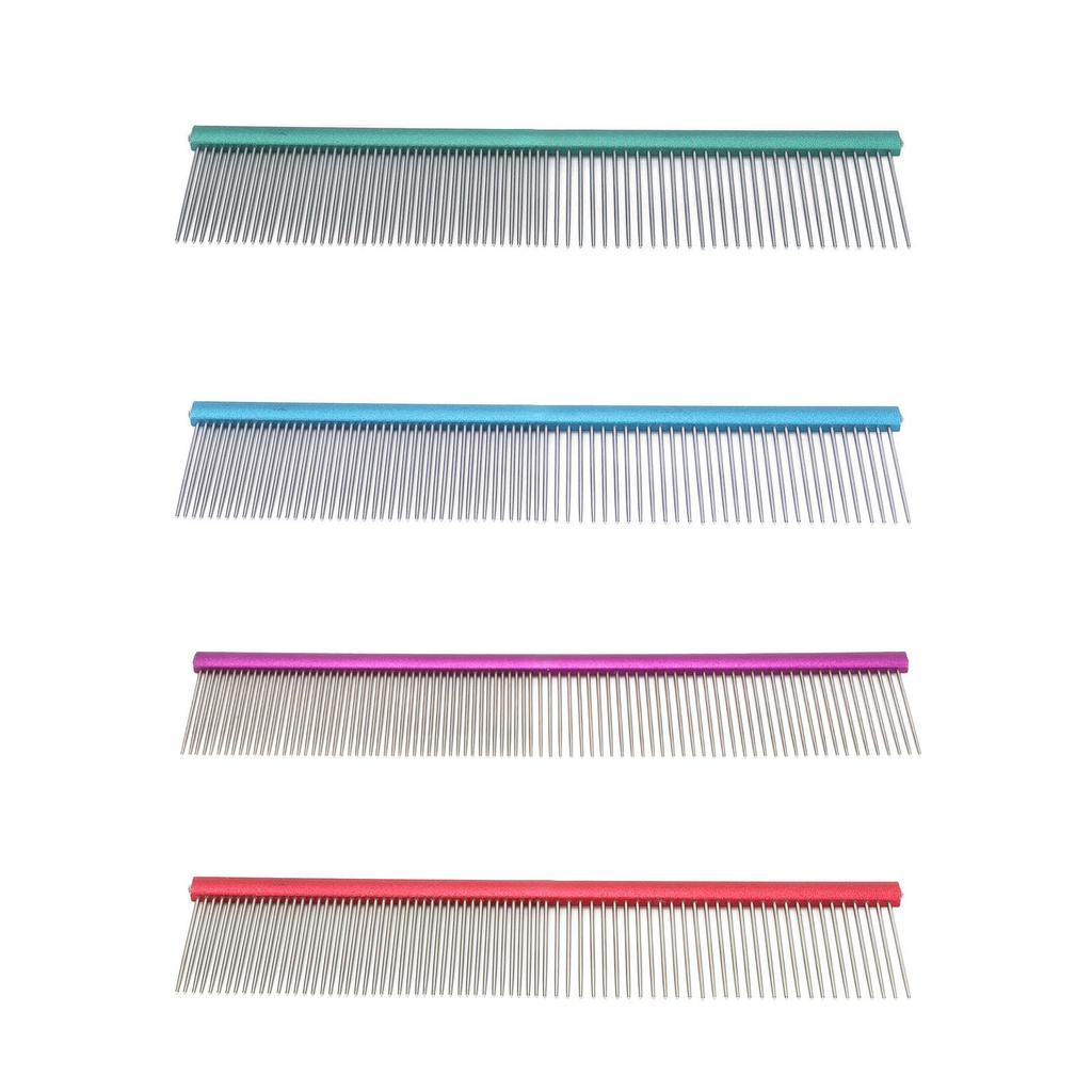 Pet Steel Comb 2 Different Densities Prevents Static Dog Grooming Comb with Rounded Ends for Long an