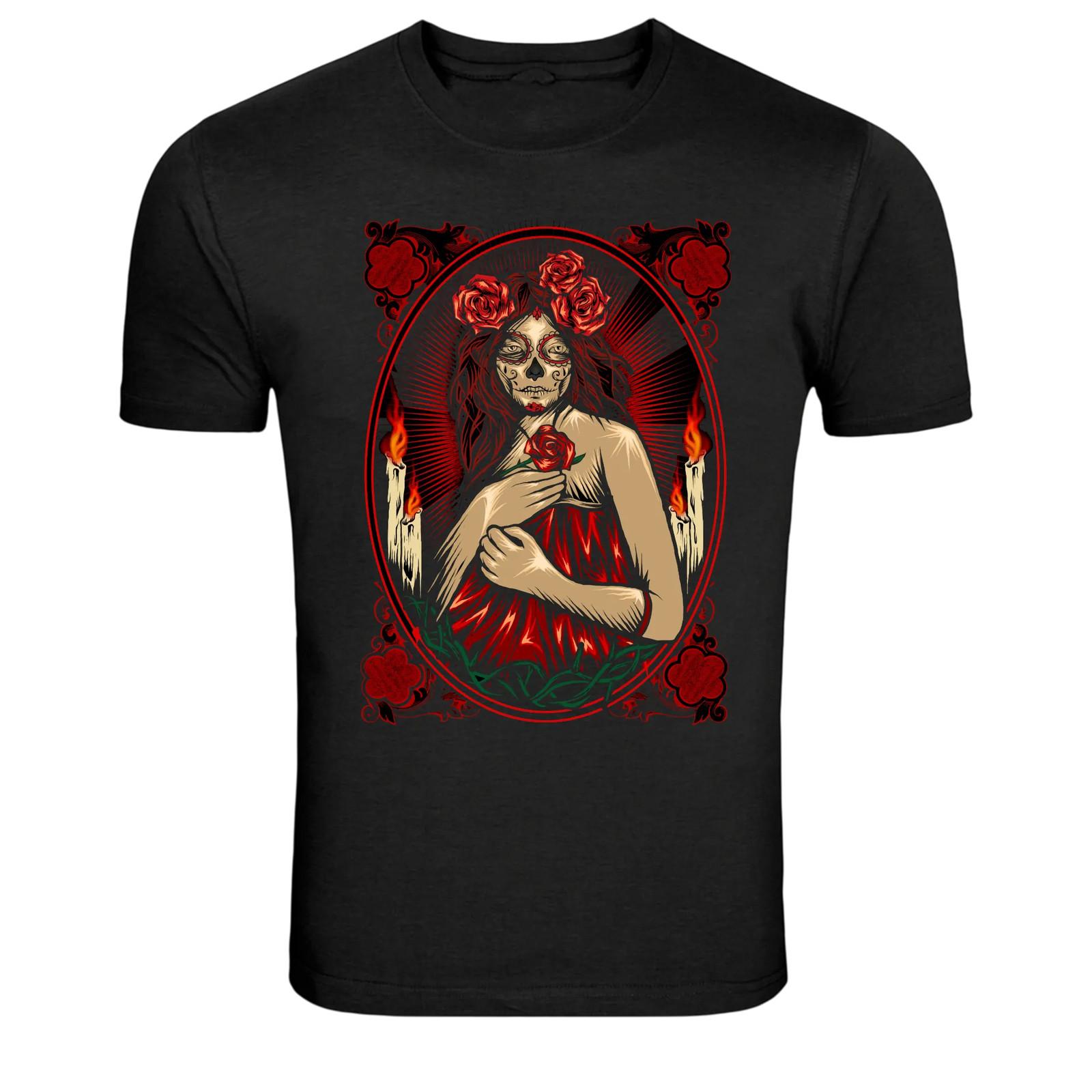 Day Of The Dead Woman Gothic Art Graphic T-Shirt XXXXL