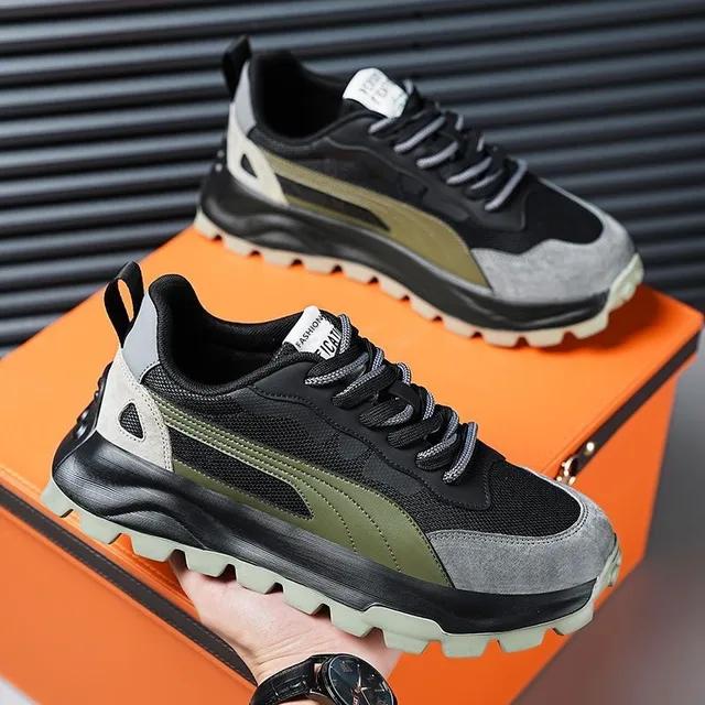 

Весна Новая Повседневная Мужская Обувь Модная, Дышащая, Удобная Обувь для Бега на Толстой Подошве, Увеличивающая Рост, Спортивная Обувь 43 чёрный