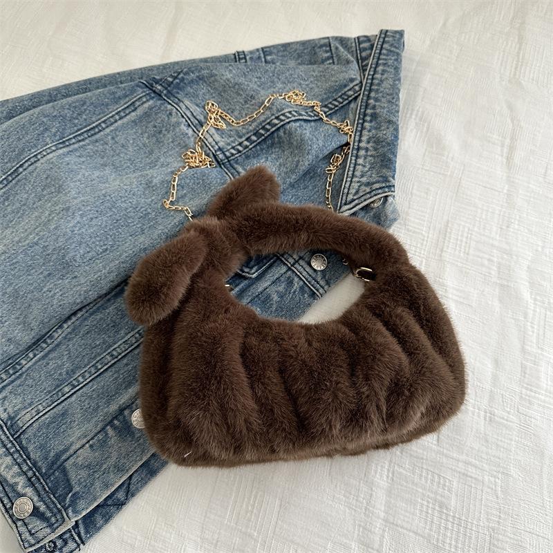 Fashion Plush Handbag Design Foreign Style Shoulder Messenger Bag Dumpling Bag