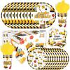 81 Pcs Construction Birthday Party Supplies Decorations Includes Tablecloth, Plates, Napkins, Cups and Tablewares for Boys Kids Construction Tractor