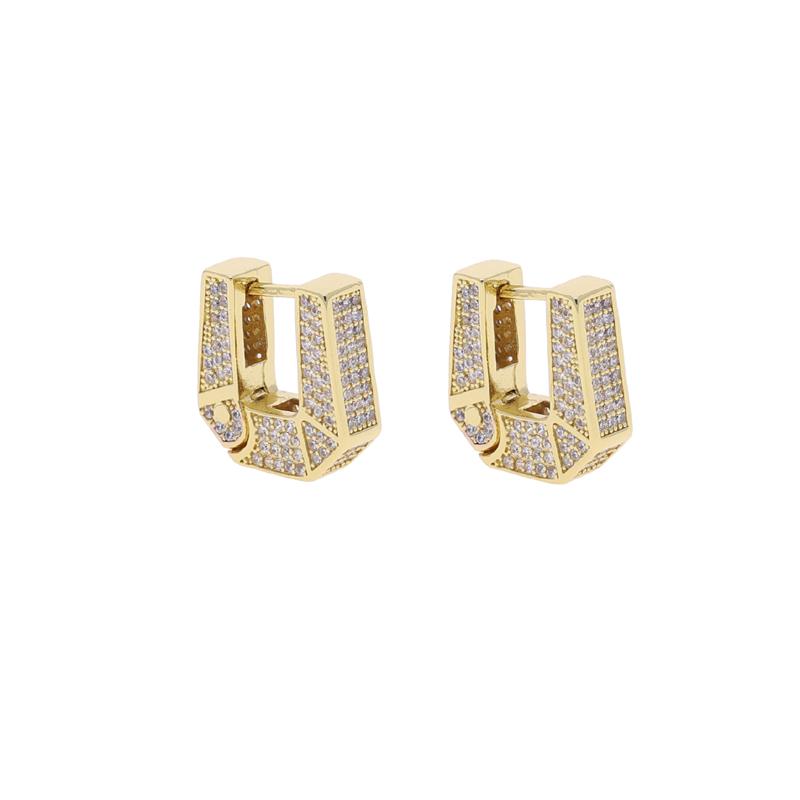 Luxury Geometric Hexagram Shape Hoop Earring Two Size High Quality Gold Plated Fashion Ear Jewelry