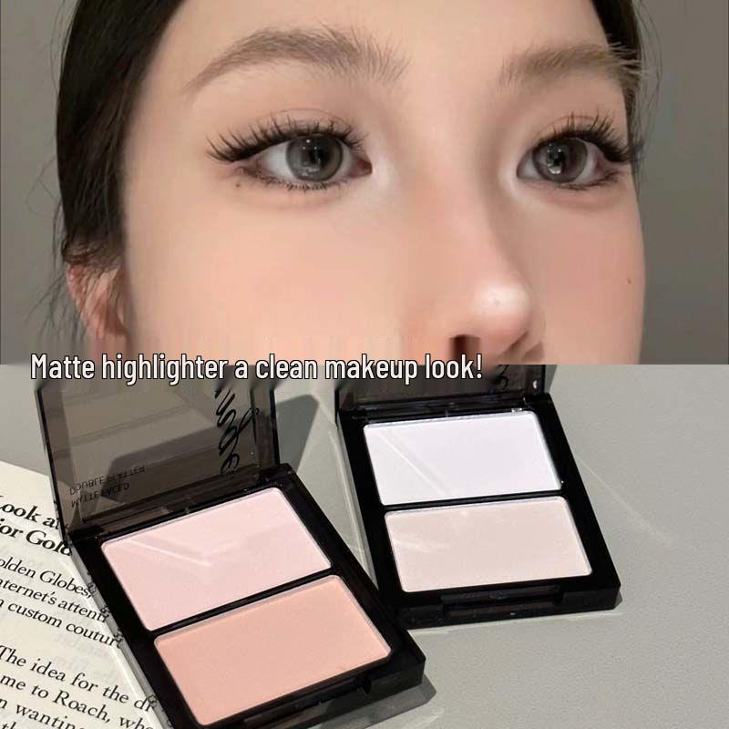 MGL Two-Tone Matte Palette: Wet/Dry Brightening Powder, Highlighter, Contour, and Blush in One.
