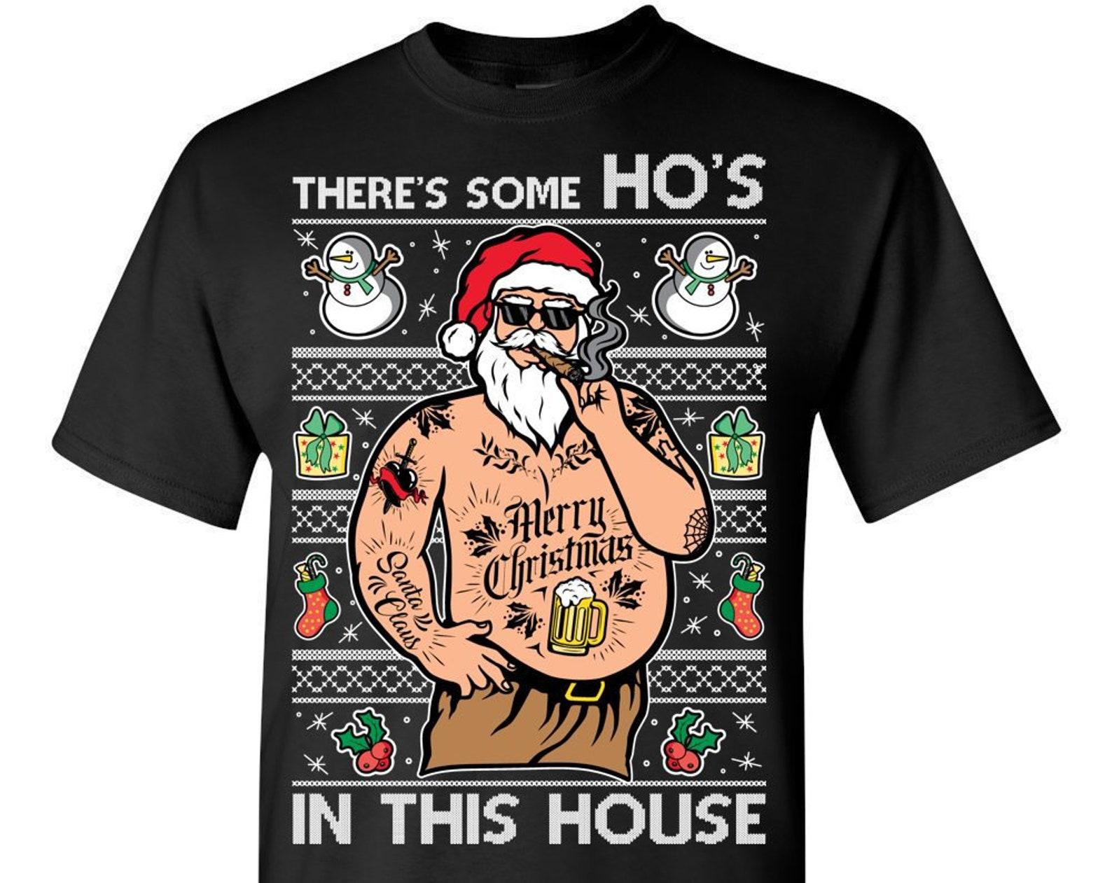 Ugly Christmas T-Shirt WAP There s Some Hos In This House Tee Shirt XL