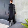 LD2271 Women's Autumn/Winter Long Leather Lapel Cardigan - Buttoned, Warm, Trendy Streetwear Jacket