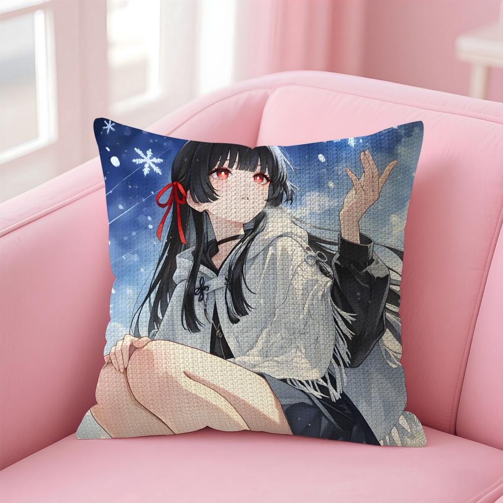 Game Wuthering Waves Chisa Cushion Cover Natural Linen Pillow Case Double-Sided Print Decorative Sofa Pillowcase Home Decor Gift