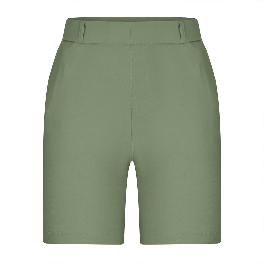 Women's Casual Stretch Chino Shorts with Pockets, Comfortable Mid-Rise Summer Shorts for Everyday Wear Rust Color