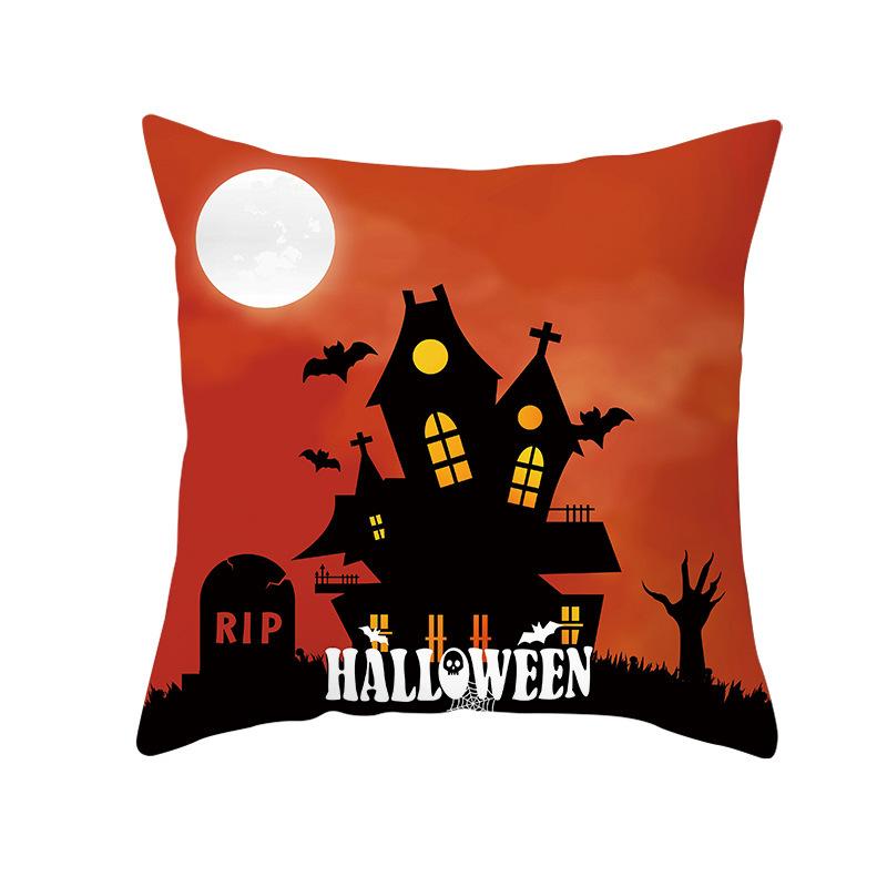 Funny Halloween Pillow Cover Wish Home Living Room Sofa Cushion Cover Fun Printed Peach Skin Pillow