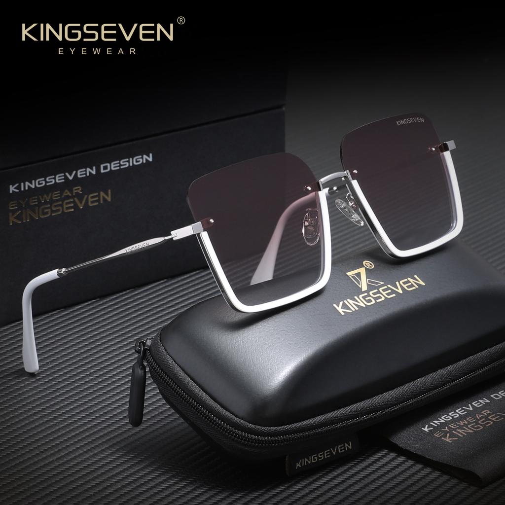 KINGSEVEN Frameless Women's Sunglasses Luxurious Fashion Gradient Polarized UV400 Eyewear Leisure Vacation Anti-Glare Glasses