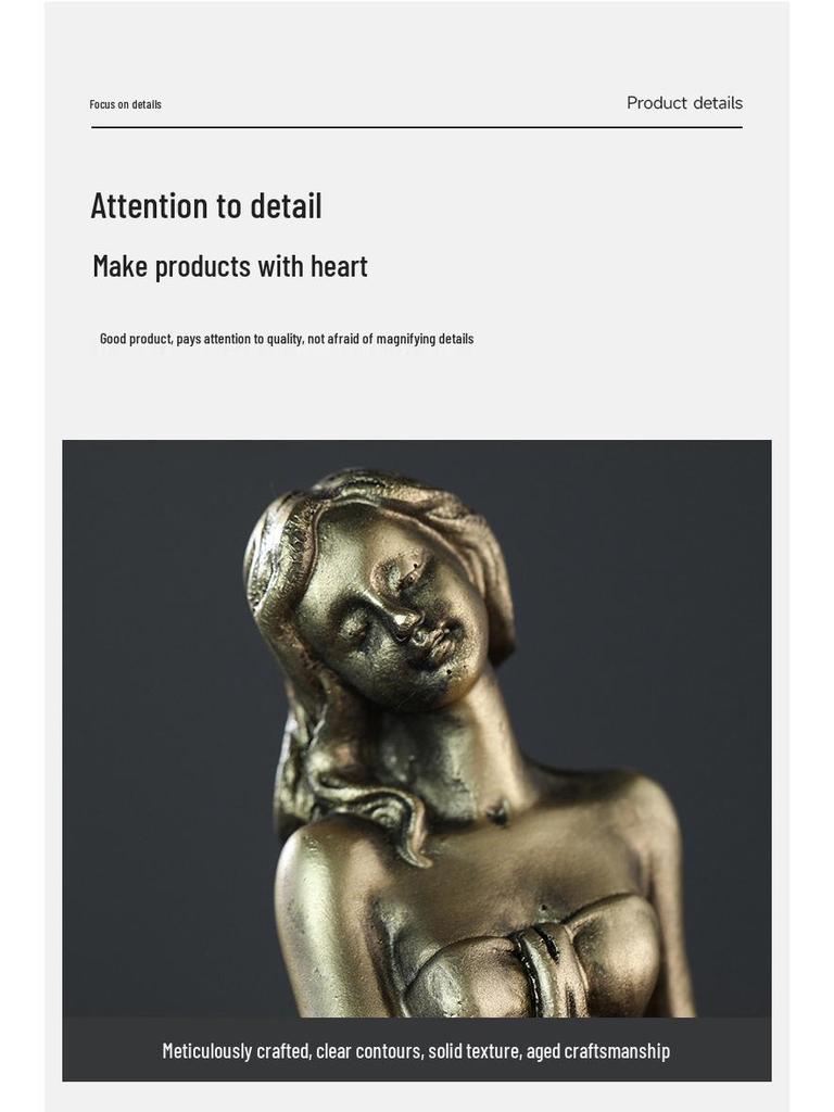 Goddess Resin Craft: European Retro Desktop Decoration, Copper Imitation Ornament