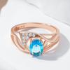 Rose Gold Drop Color Bridal Wedding Ring For Women Dazzling Cut Blue Natural Zircon Accessories Wedding Jewelry