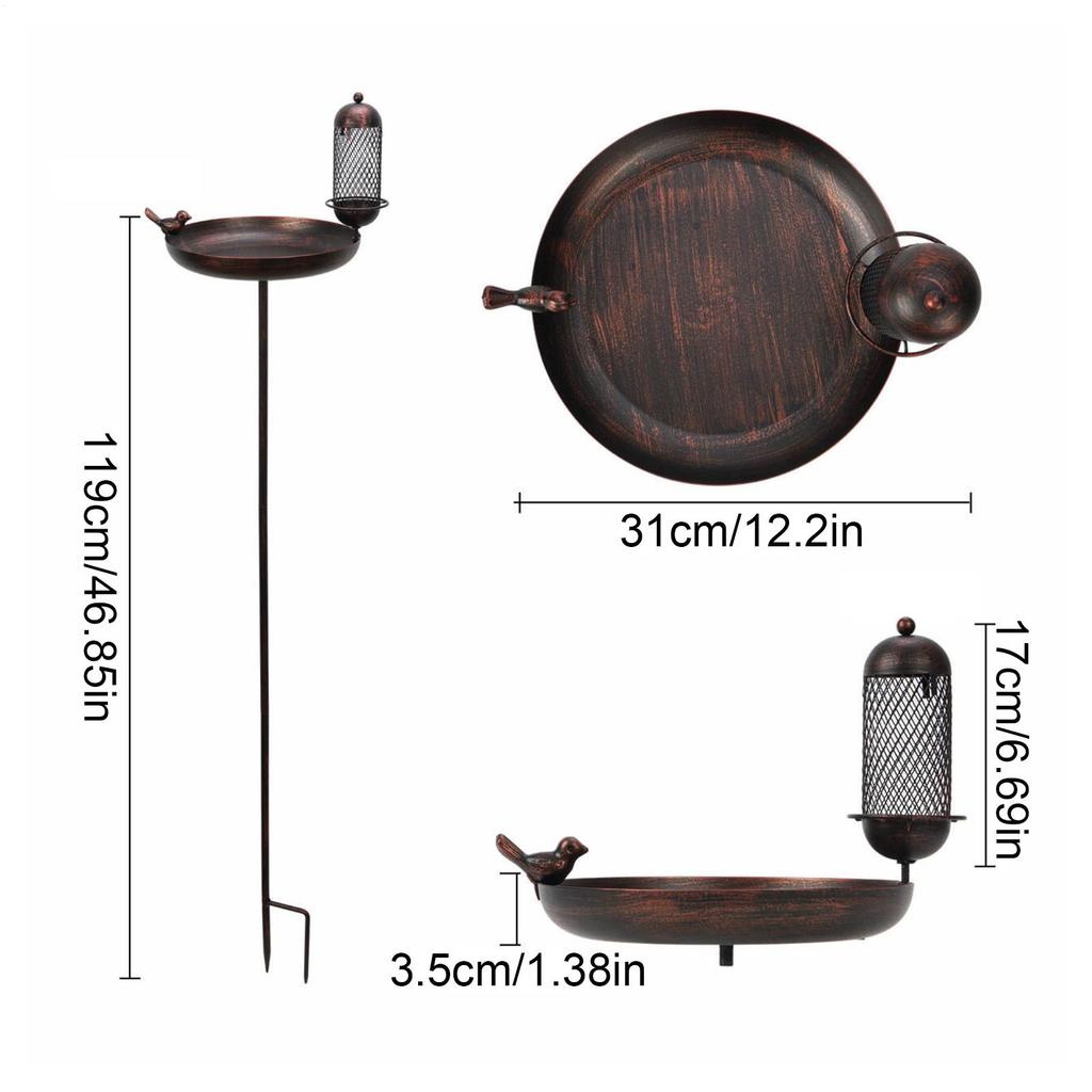 Bird Bath Birdfeeder SPA Decor Freestanding Iron Water Bowl Garden Birdbath Bird Feeder for Outside Yard Backyard Patio