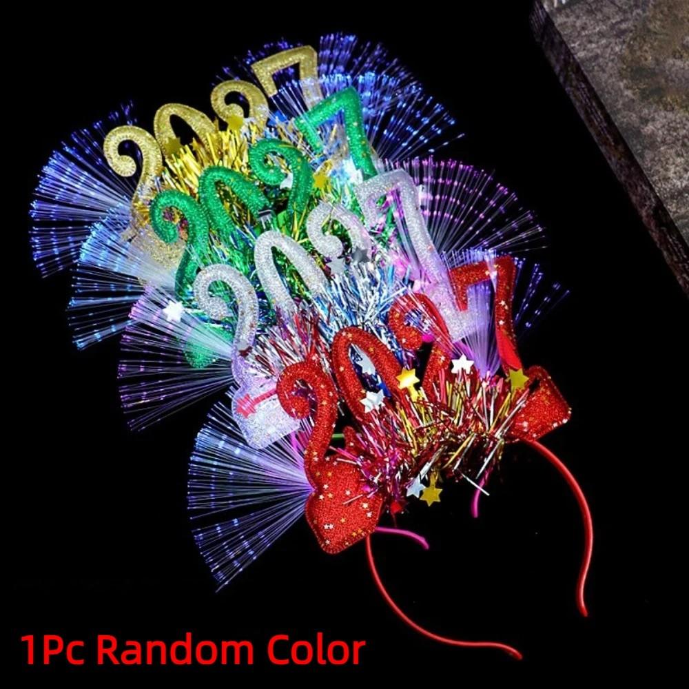 Tiara de Cabelo LED Brilhante Doce 2027 Bastões Luminosos Brinquedos Infantis Aro de Cabelo de Natal Adereço para Foto