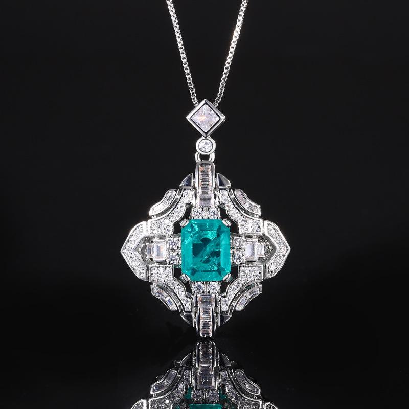 

Jewelry Simulation Colored Treasure Corundum Simple Exquisite Pendant Necklace Main Stone 8 * 10