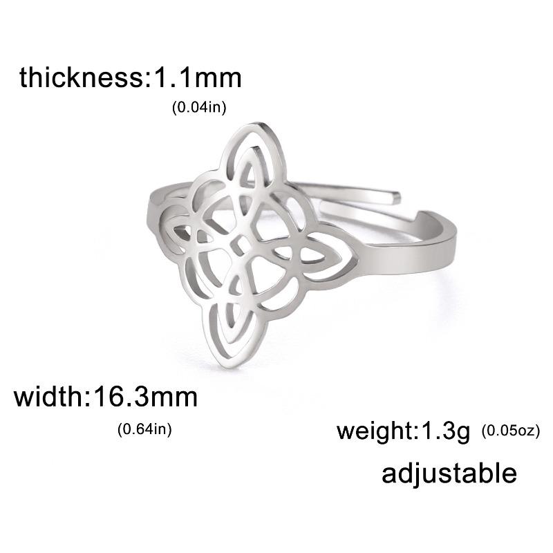 Source 18k Real Gold Plating Does Not Fade, Double Layer Witch Knot Adjustable Stainless Steel Ring