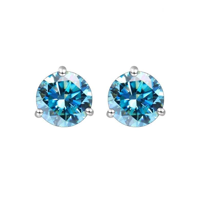 S925 Sterling Silver Round Anniversary Stud Earrings 0.5CT/1CT Trendy Style Moissanite Earrings For Women Couple Gift