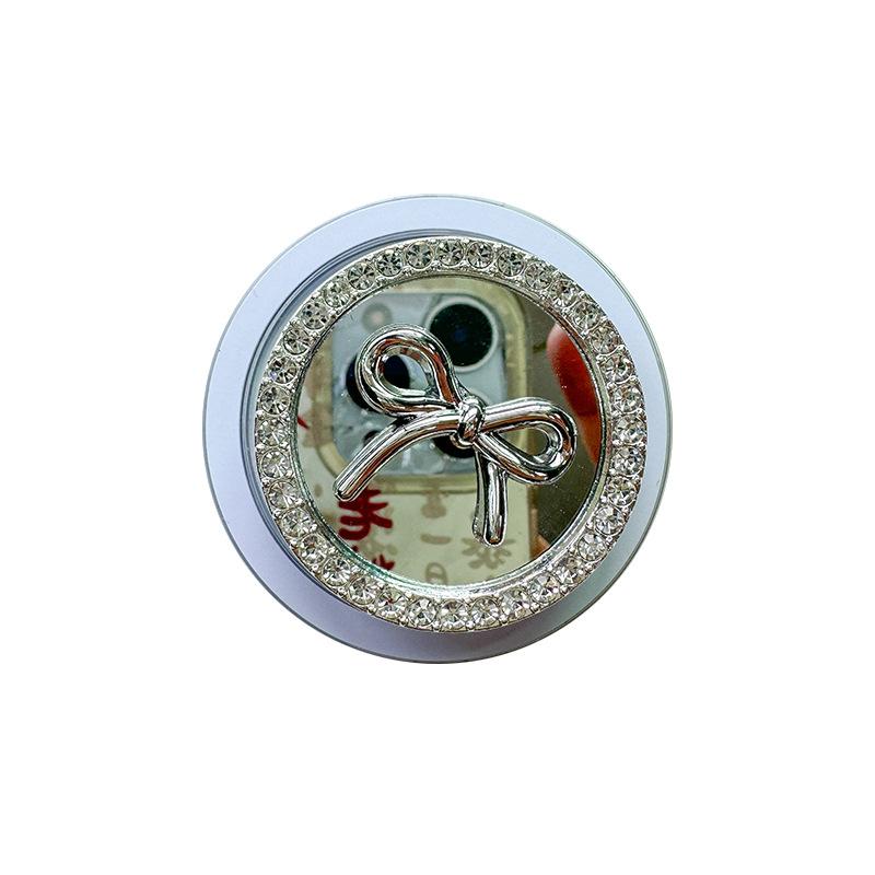Rhinestone Bow Love Round Flower Mirror Mobile Phone Airbag Holder Magnetic Retractable Desktop Support Holder