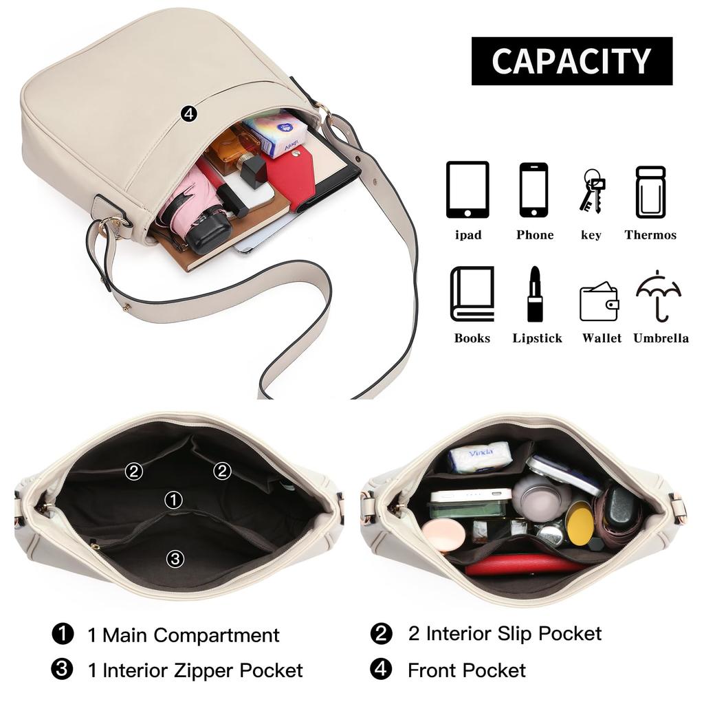 LEEXTON Damen-Lederschultertasche mit Außentasche, Wasserabweisend, Stilvoll und Lässig, Perfekt für Reisen