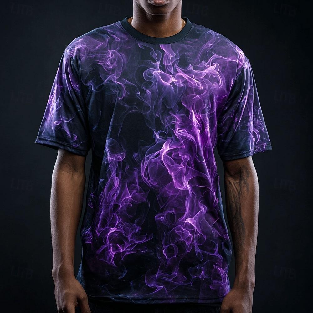 

Men s Smoke T Shirt Short Sleeve T shirt 3D Print Crew Neck Shirt Gothic Street Casual Daily Yellow Red Purple XL