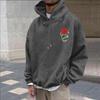 Unisex Long Sleeve Rose Print Pullover Hoodie with Front Pocket for Everyday Wear