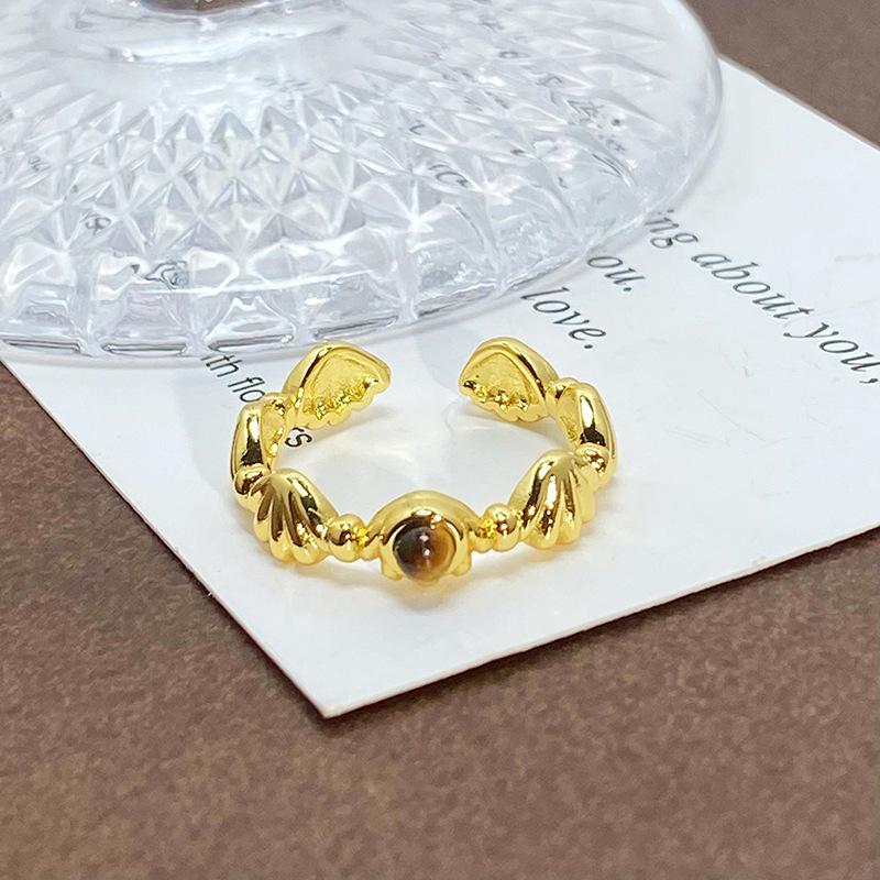 Blind Box Medieval Vintage Gold Niche Retro High-End Open Ring Color Treasure Light Luxury Ring Woman