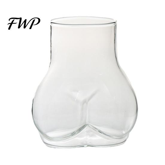 Heat Resistant Glass Cup 450ML Butt-Shaped Cup, Novelty Drinking Glass, Funny Body Art Whiskey Rounded Arc Coffee for Bachelor Bachelorette 450ML