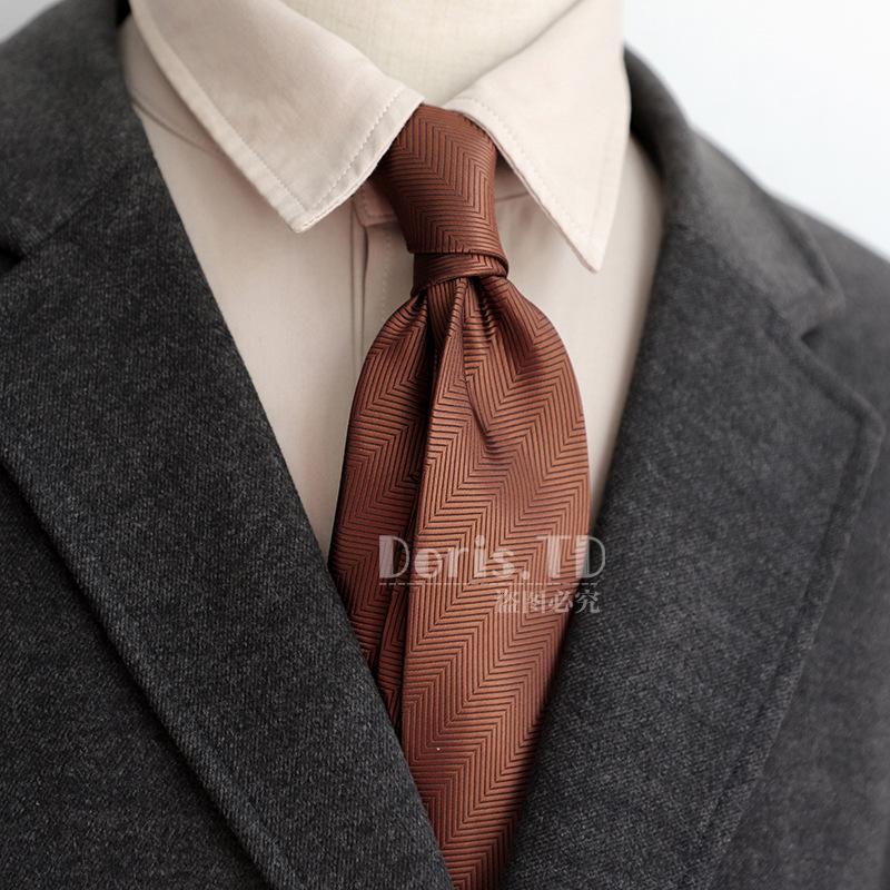 Retro 8Cm Light Luxury Casual Dress Navy Green Brown Pattern Men'S Suit And Tie