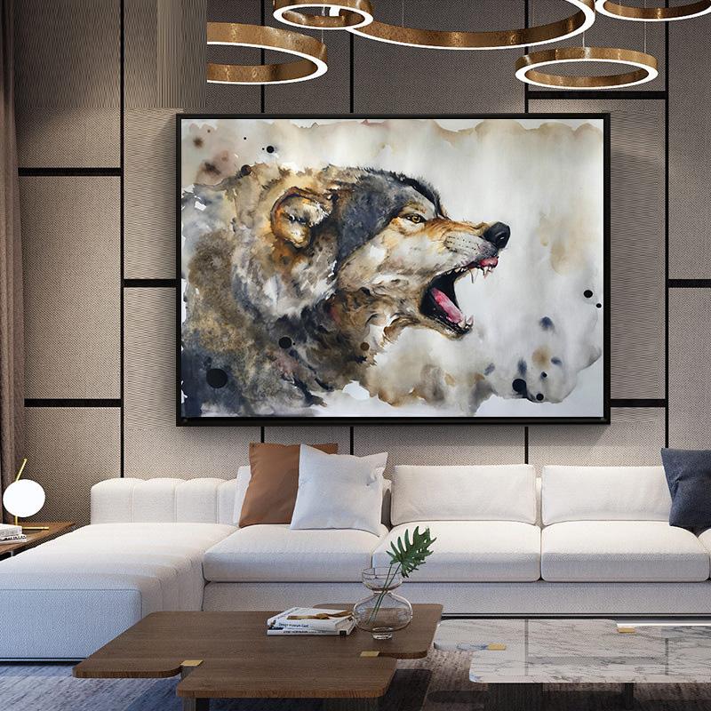 Watercolor Wildlife Canva Oil Painting Print Poster Abstract Wolf Poster Home Wall Art