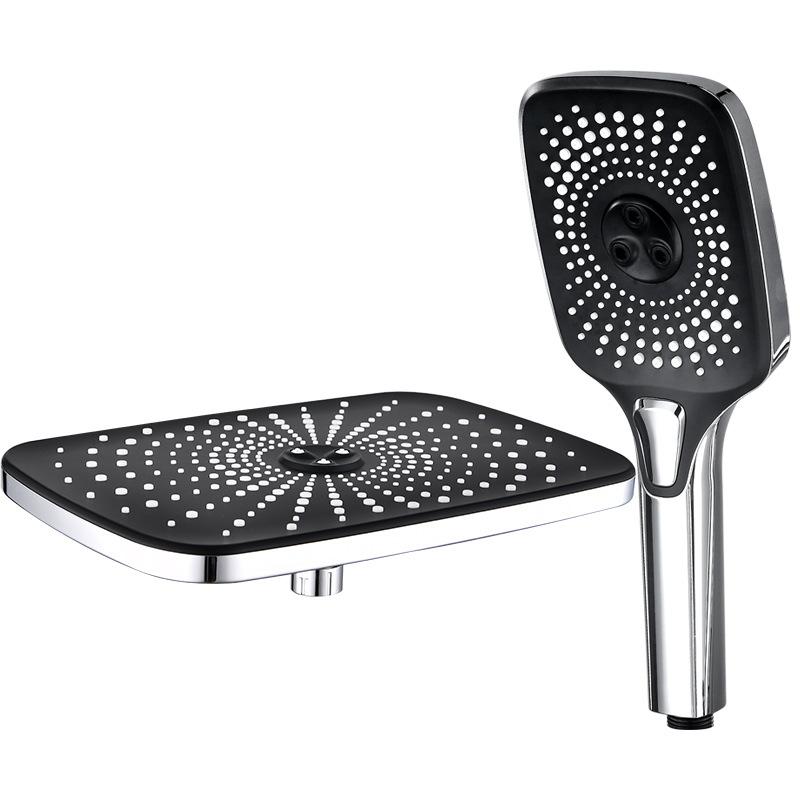 3 Modes Black Shower Head High Pressure Water Saving Rainfall Shower Set One-key Stop Water Gray  Handheld Shower Head