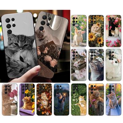 Phone Case For Samsung Galaxy S26 S25 S24 S23 S22 S21 Ultra S24 S23 S22 S21 S25 Plus S24 FE Flower Cats