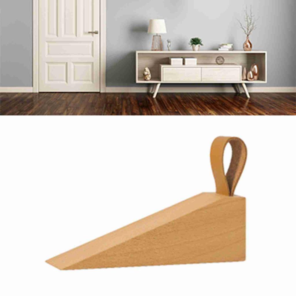 Wooden Door Stopper Prevent Slip Shock Absorbing Quiet Beech Wood Floor Door Stop with Band for