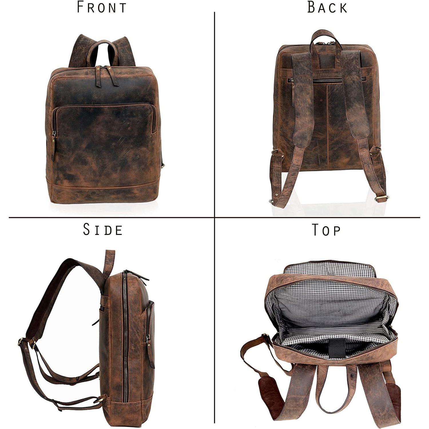 Кожаный рюкзак для ноутбука премиум-класса для мужчин и женщин — стильная — фото 4