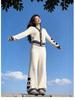 7783 Korean Fashion Rich Girl Heart Color Block Knit Cardigan & Long Pants Set - Fall/Winter