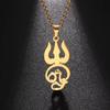 Dawapara India Tamil Om Symbol with Trident Pendant Stainless Steel Necklace Om Shiva Symbol Yoga Vintage Talisman Jewelry