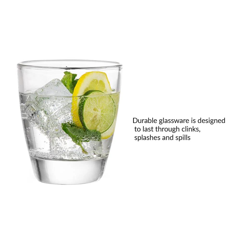 Drinking Glasses 12.5 Oz Set of 4 Beautiful Clear Glass Construction Lead Cadmium BPA Free Easy Clean Up