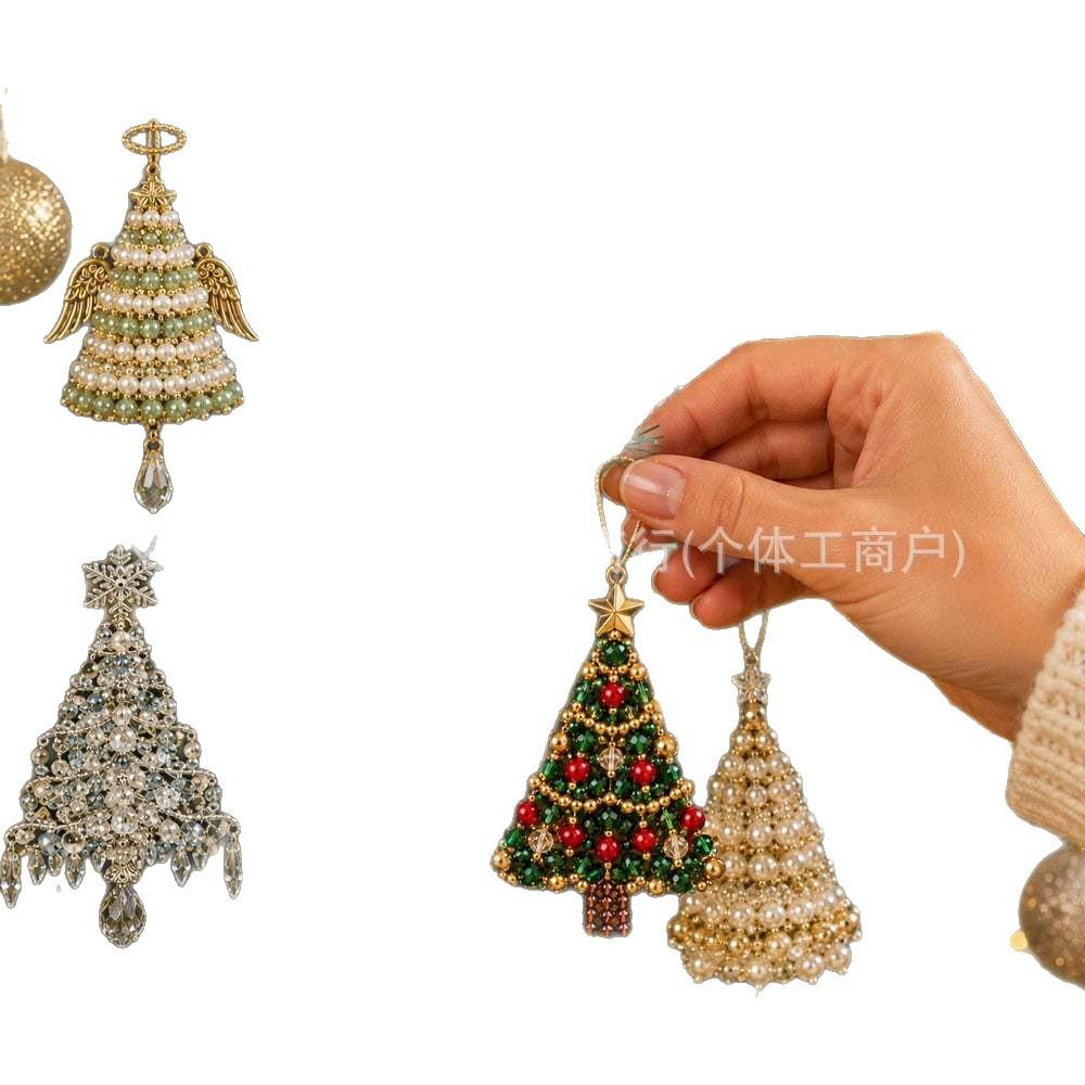 Kit fai da te per ornamento dell'albero di Natale con perline Set artigianale festivo scintillante fatto a mano con perline, filo e strumenti per il divertimento in famiglia
