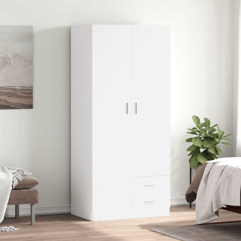Wardrobe White 80 X 52 X 180 Cm Particleboard