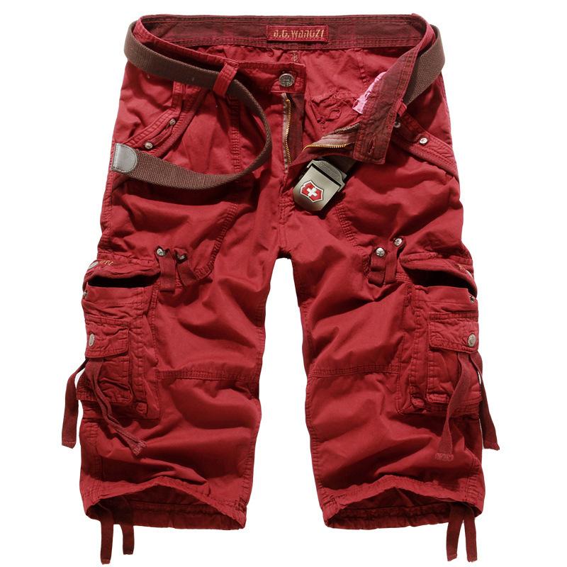 Herren Cargo-Shorts Stone Wash Mehrere Taschen Verstellbarer Kordelzug Freizeit-Shorts Mehrere Farben 34