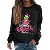 Women's Fashion Casual Long Sleeve Solid Color Christmas Printed Round Neck Top Sweatshirt