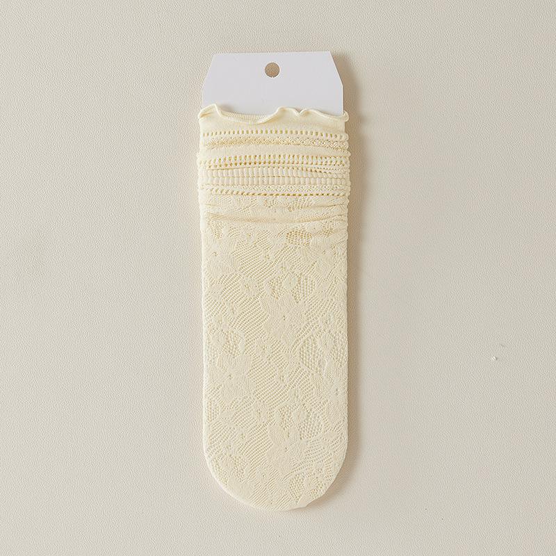 

Женские летние легкие и тонкие кружевные сексуальные сетчатые гольфы до середины икры 1 pair жёлтый