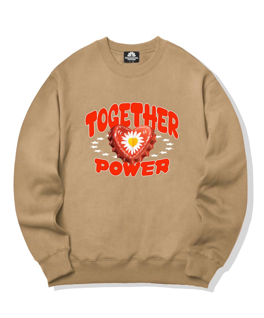 TRIPSHION Heart Bottle Cap Graphic Crewneck - Beige