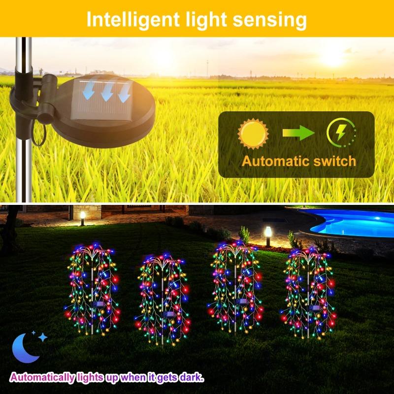 Luce per fuochi d'artificio solare, luci per fuochi d'artificio a LED, impermeabili, per esterni, decorazione da giardino, prato, luci per feste